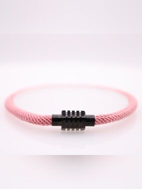 Pink Woven Cord Bracelet with Black Magnetic Clasp